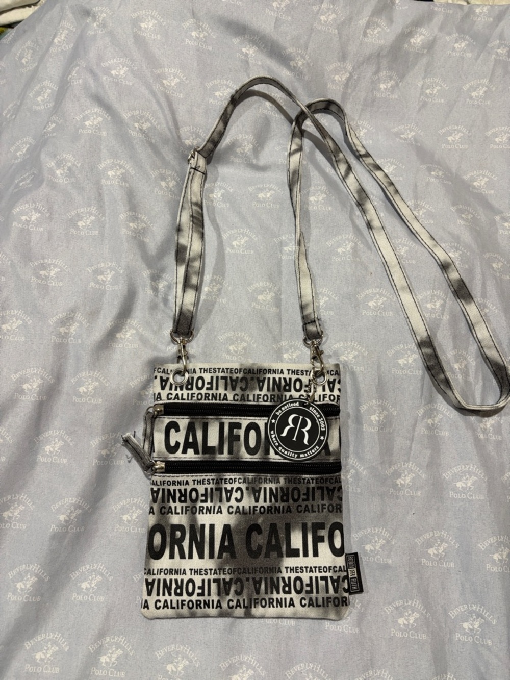 Robin Ruth Black and White California Print Crossbody Bag